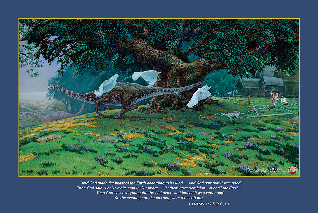 Dinosaur Poster: "Runaway Ben" Genesis 1:25-26,31