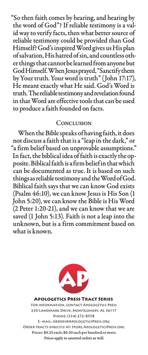 Faith Founded on Facts